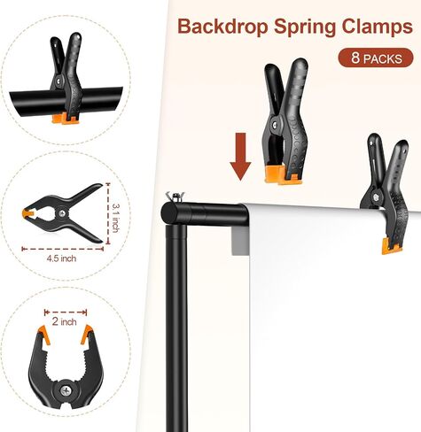 Backdrop Stand 10x8.5ft(WxH), Photo Studio Adjustable Background Stand Support System Kit with 8 Crossbars, 8 Clamps and Carrying Bag for Parties, Wedding, Photography, Decoration in Saudi Arabia