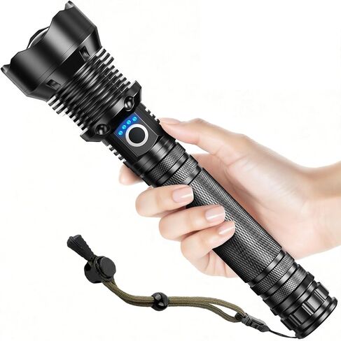 AKNEAR Rechargeable LED Flashlight High Lumens, Super Bright Flash Light with Zoomable & USB C Rechargeable & 5 Mode & Waterproof, Tactical Flashlights for Home, Emergencies, Camping, Outdoor in Kuwait