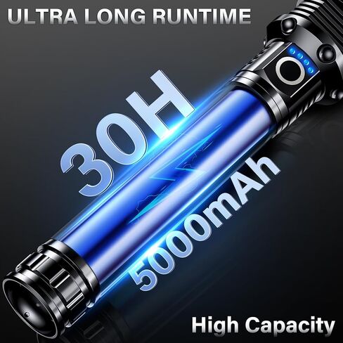 AKNEAR Rechargeable LED Flashlight High Lumens, Super Bright Flash Light with Zoomable & USB C Rechargeable & 5 Mode & Waterproof, Tactical Flashlights for Home, Emergencies, Camping, Outdoor in Kuwait