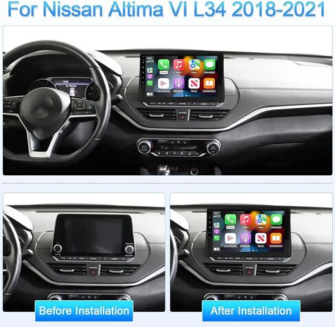 راديو ستيريو للسيارة 10 بوصات يعمل بنظام Android 13 لـ Altima VI L34 2018-2021 مع Carplay Android Auto مع نظام ملاحة GPS وبلوتوث WiFi/SWC/وصلة مرآة + كاميرا احتياطية 2+32G in Kuwait