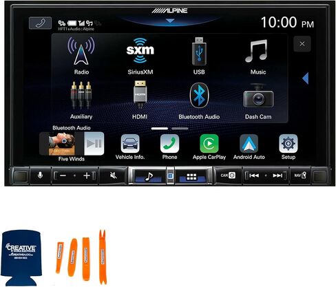 Alpine iLX-507 Shallow Chassis 7-Inch Multimedia Receiver Compatible with Apple Carplay and Android Auto with Alpine KTA-450 Power Pack Amplifier with Power Stack Bracket in Kuwait