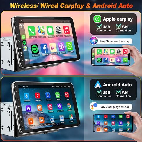 ستيريو سيارة 4+64 جيجابايت بنظام Android 15 مزدوج Din، مشغل سلكي ولاسلكي وراديو تلقائي يعمل بنظام Android مع شاشة IPS قابلة للدوران مقاس 10.1 بوصة، معالج DSP مدمج، بلوتوث 5.2، SWC، ملاحة GPS، كاميرا احتياطية in Kuwait