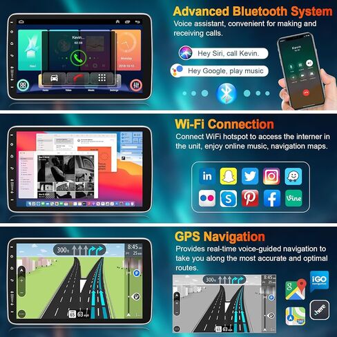 ستيريو سيارة 4+64 جيجابايت بنظام Android 15 مزدوج Din، مشغل سلكي ولاسلكي وراديو تلقائي يعمل بنظام Android مع شاشة IPS قابلة للدوران مقاس 10.1 بوصة، معالج DSP مدمج، بلوتوث 5.2، SWC، ملاحة GPS، كاميرا احتياطية in Kuwait