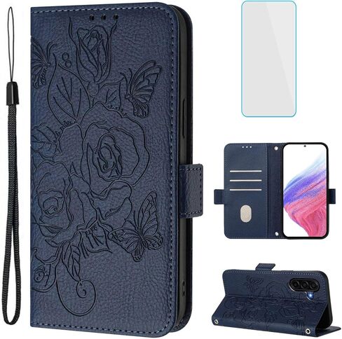 for Samsung Galaxy A37 5G Phone Case Wallet with Screen Protecter RFID Blocking Flip Card Slot Women Cell Phone Cover Floral Butterfly Case for Galaxy A37 Samsung A 37 Red in Saudi Arabia