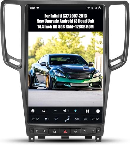 AuCar 14.4 بوصة تعمل باللمس Android 13 وحدة رأس راديو السيارة لسيارة Infiniti G37 2007-2013 Tesla Style Car مشغل وسائط متعددة GPS ملاحة لاسلكية Carplay Android Auto 8GB RAM 128GB ROM أسود in Kuwait