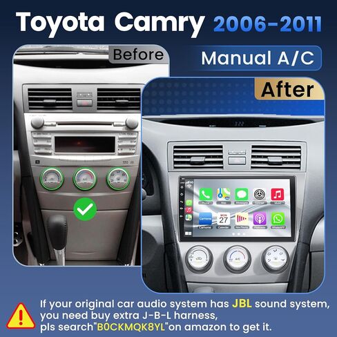 (8Core + 64GB) 10.1 Inch QLED Touch Screen Car Radio for Toyota Camry (2006-2011 with Manual A/C) with Carplay and Android Auto,Android 15 Camry Stereo Support Bluetooth,WiFi,GPS,FM Radio in Saudi Arabia