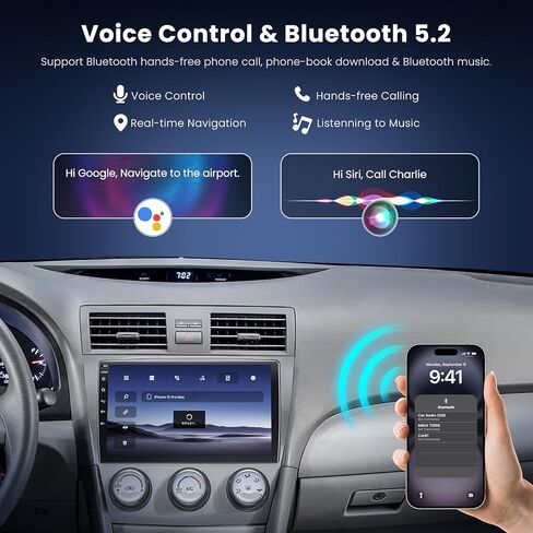 (8Core + 64GB) 10.1 Inch QLED Touch Screen Car Radio for Toyota Camry (2006-2011 with Manual A/C) with Carplay and Android Auto,Android 15 Camry Stereo Support Bluetooth,WiFi,GPS,FM Radio in Saudi Arabia