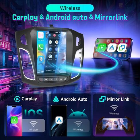 【Android 15/8CORE 6G+128G】 راديو سيارة 5 جيجا هرتز-واي فاي لسيارة Ford Focus 2012-2018 مع Carplay اللاسلكي وAndroid Auto، ستيريو سيارة بشاشة تعمل باللمس 9.7 بوصة IPS مع 32 EQ GPS Bluetooth5.0 FM/RDS راديو AHD in Kuwait
