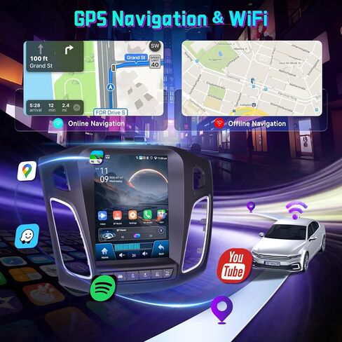【Android 15/8CORE 6G+128G】 راديو سيارة 5 جيجا هرتز-واي فاي لسيارة Ford Focus 2012-2018 مع Carplay اللاسلكي وAndroid Auto، ستيريو سيارة بشاشة تعمل باللمس 9.7 بوصة IPS مع 32 EQ GPS Bluetooth5.0 FM/RDS راديو AHD in Kuwait