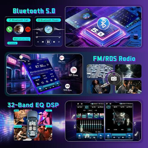 【Android 15/8CORE 6G+128G】 راديو سيارة 5 جيجا هرتز-واي فاي لسيارة Ford Focus 2012-2018 مع Carplay اللاسلكي وAndroid Auto، ستيريو سيارة بشاشة تعمل باللمس 9.7 بوصة IPS مع 32 EQ GPS Bluetooth5.0 FM/RDS راديو AHD in Kuwait