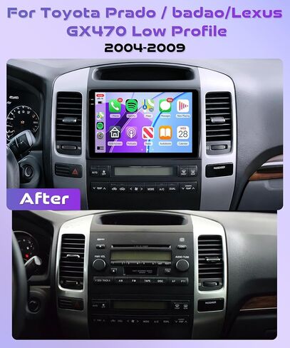 ستيريو سيارة Rimoody 4G+128G لسيارة Toyota Land Cruiser Prado 2004-2009 Lexus GX470 Wireless CarPlay Android Auto، راديو السيارة Android 9 بوصة شاشة تعمل باللمس/GPS/بلوتوث/FM RDS/EQ/Wi-Fi/مرآة، كاميرا خلفية in Kuwait