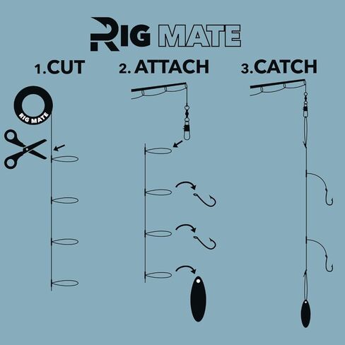حزمة Rig Mate مربوطة مسبقًا بوزن 80 رطلاً و40 رطلاً - قطعة واحدة. منصات حلقة قطارة بوزن 80 رطلاً و40 رطلاً مع 60 أو 80 حلقة - مثالية لصيد الأسماك في المياه المالحة والمياه العذبة in Kuwait