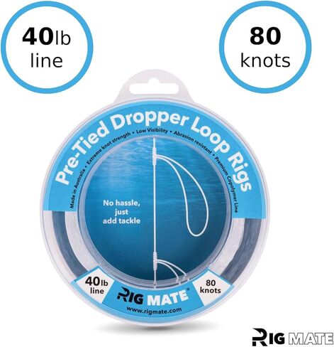 حزمة Rig Mate مربوطة مسبقًا بوزن 80 رطلاً و40 رطلاً - قطعة واحدة. منصات حلقة قطارة بوزن 80 رطلاً و40 رطلاً مع 60 أو 80 حلقة - مثالية لصيد الأسماك في المياه المالحة والمياه العذبة in Kuwait