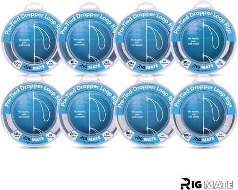 حزمة Rig Mate مربوطة مسبقًا بوزن 80 رطلاً و40 رطلاً - قطعة واحدة. منصات حلقة قطارة بوزن 80 رطلاً و40 رطلاً مع 60 أو 80 حلقة - مثالية لصيد الأسماك في المياه المالحة والمياه العذبة in Kuwait