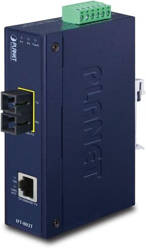 Planet IFT-802T IP30 Industrial 10/100TX to 100FX Media Converter (MM, SC, 2km) (-40 ~ 75C) in Kuwait
