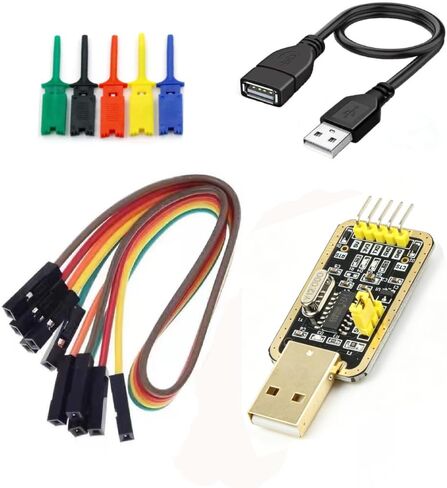 2 حزمة محول USB إلى TTL مع كابل 1 متر و10 مقاطع اختبار - CH340G، ثابت عند 230400 باود لـ Arduino، ESP8266، برمجة AVR in Kuwait