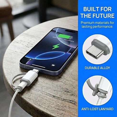 محول USB C إلى Lightning مكون من قطعتين، محول شحن ونقل بيانات سريع، موصل من النوع C إلى Lightning للهواتف والأجهزة in Kuwait