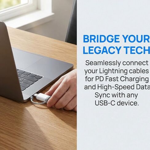 محول USB C إلى Lightning مكون من قطعتين، محول شحن ونقل بيانات سريع، موصل من النوع C إلى Lightning للهواتف والأجهزة in Kuwait