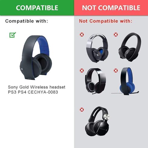 قطع غيار وسادة الأذن Defean تناسب وسادة الأذن البديلة ووسادة عصابة الرأس المتوافقة مع Sony ps3 ps4 Gold Wireless CECHYA-0083 Stereo 7.1 Headphone (وسادات أذن سوداء + عصابة رأس زرقاء) in Kuwait