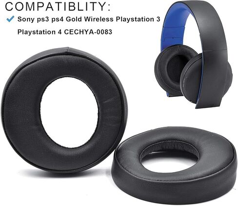 قطع غيار وسادة الأذن Defean تناسب وسادة الأذن البديلة ووسادة عصابة الرأس المتوافقة مع Sony ps3 ps4 Gold Wireless CECHYA-0083 Stereo 7.1 Headphone (وسادات أذن سوداء + عصابة رأس زرقاء) in Kuwait