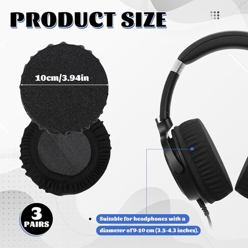 3 Pairs Headphone Ear Covers, Washable Stretchable Headset Earpad Cloth Cover, Earphone Covers Replacement for Gym Libraries Studying Gaming in Kuwait