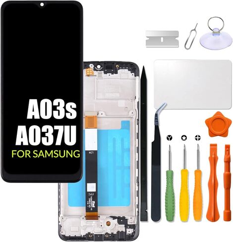 بديل لشاشة LCD Samsung Galaxy A03s A037U مع إطار لهاتف Samsung SM-A037U A037U1 مجموعة محول رقمي لشاشة تعمل باللمس شاشة LCD مع طقم إصلاح (ليس لـ A037A A037W A037G وA03) الإصدار الأمريكي in Kuwait