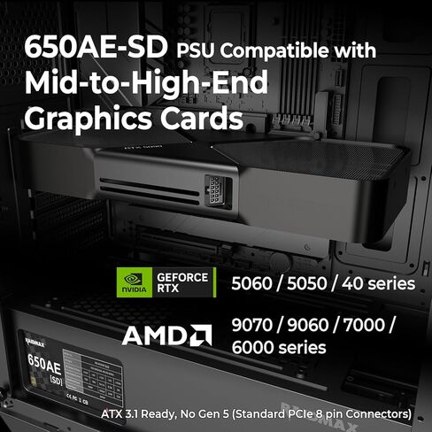 مزود طاقة سلسلة RAIDMAX RX-AESD، ATX 3.1 وPCIe Gen 5 جاهز، إصدار كبل SI OEM المباشر، 80+ ذهبي، تغليف صندوق بني، وحدة PSU موثوقة لسلسلة NVIDIA RTX 50 وAMD RX 90 (650، واط) in Kuwait