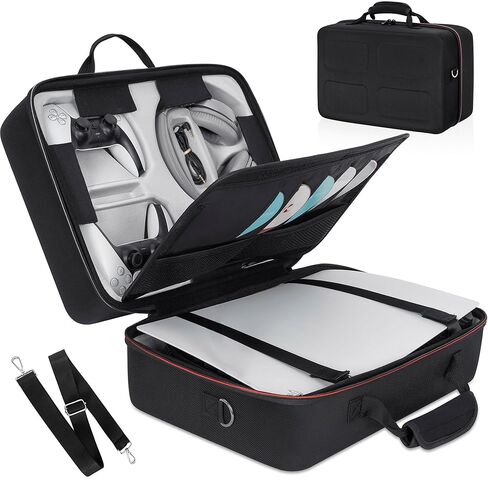 OUUTMEE Hard Shell Carrying Case Compatible with PS5, Travel Bag Holds PlayStation 5 Disk Digital Edition, Games and Gaming Accessories in Kuwait