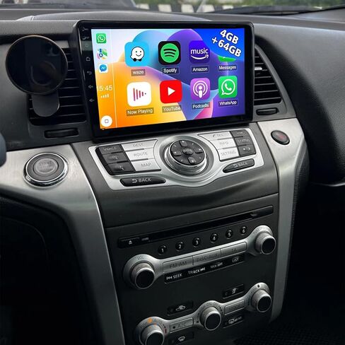 Car Stereo Radio for Nissan Murano 2008 2009 2010 2011 2012 2013 2014 with Wireless Carplay Android Auto, 9'' Touch Screen Stereo Support Bluetooth GPS WiFi HiFi Split Screen Backup Cam 2+64G in Kuwait