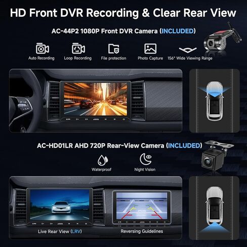 ATOTOZONE A5L 10.1 بوصة ستيريو سيارة Android مزدوج Din، CarPlay لاسلكي/Android Auto، كاميرا احتياطية LRV وكاميرا DVR 1080P، WiFi/Bluetooth/USB، 2+32 جيجابايت، 24B EQ&DSP/FM، MirrorLink، دردشة AI وتتبع GPS in Kuwait