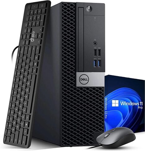 كمبيوتر مكتبي Dell OptiPlex 5070، Intel Core i5-9500 (6-Cores)، ذاكرة وصول عشوائي DDR4 سعة 32 جيجابايت، SSD 256 جيجابايت، واي فاي، لوحة مفاتيح وماوس، Windows 11 Pro (متجدد) in Kuwait