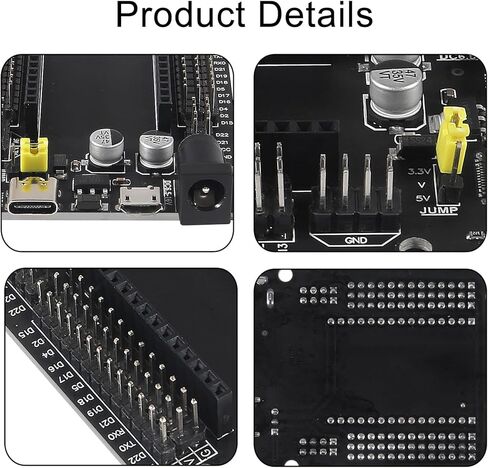 ESP32 GPIO Breakout Board 30Pins ESP32 Development Board Type-C USB and Micro USB CH340C WiFi+Bluetooth Ultra-Low Power Dual Core ESP32-DevKitC-32 ESP-WROOM-32 Expansion Board in Kuwait