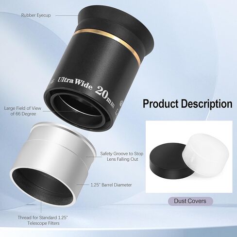 Astromania 1.25" UHC (Ultra High Contrast) Filter - Bundle with - 1.25" 20mm 66-Degree Eyepiece in Kuwait