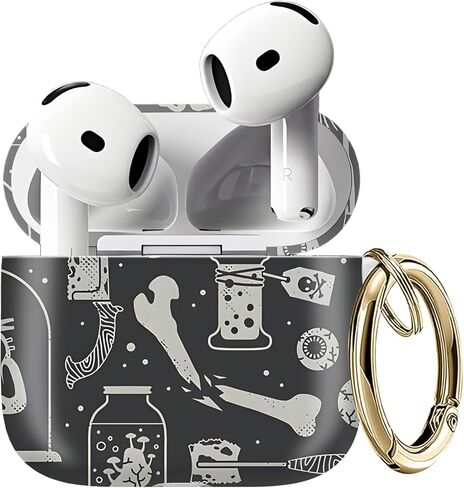 حافظة AirPods 4، حافظة لطيفة من الجيل الرابع من AirPod للنساء البنات مع سلسلة مفاتيح ذهبية لتغطية AirPod 4 2024 (أوراق خضراء لطيفة) in Kuwait