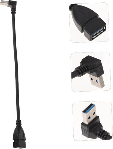 USB Extension Cable with Upward Right Angle Adapter Shielded High-Speed Data Sync Cable for Laptop Computer Accessories Space-Saving Compact Design in Kuwait