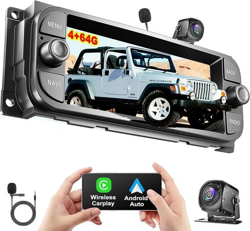 Android 15 4GB+64GB Car Radio for Jeep Wrangler 2015 2016 2017,10.2 inch QLED Touchscreen - Wireless Carplay & Android Auto,GPS Navigation & Bluetooth in Kuwait
