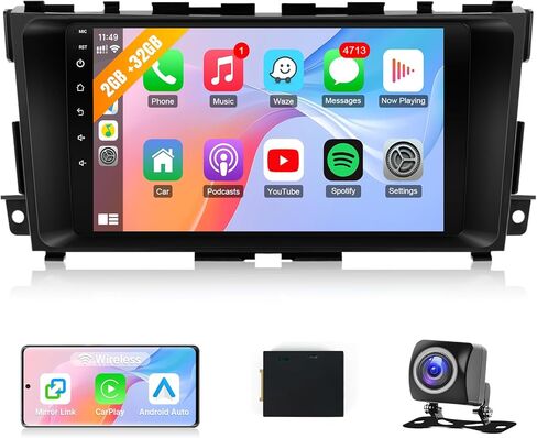 راديو سيارة بشاشة تعمل باللمس مقاس 9 بوصات من Leadfan لسيارة Nissan Altima 2013 2014 2015 2016 2017 2018 CarPlay Android Auto، كاميرا احتياطية بتقنية Bluetooth HD Display SWC Can Bus (لسيارة Nissan Altima 2013-2018) in Kuwait
