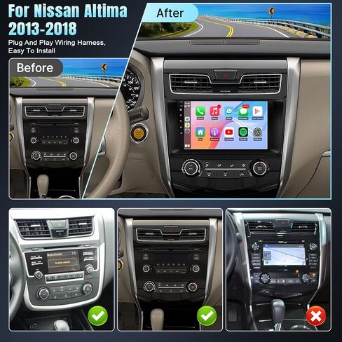 راديو سيارة بشاشة تعمل باللمس مقاس 9 بوصات من Leadfan لسيارة Nissan Altima 2013 2014 2015 2016 2017 2018 CarPlay Android Auto، كاميرا احتياطية بتقنية Bluetooth HD Display SWC Can Bus (لسيارة Nissan Altima 2013-2018) in Kuwait