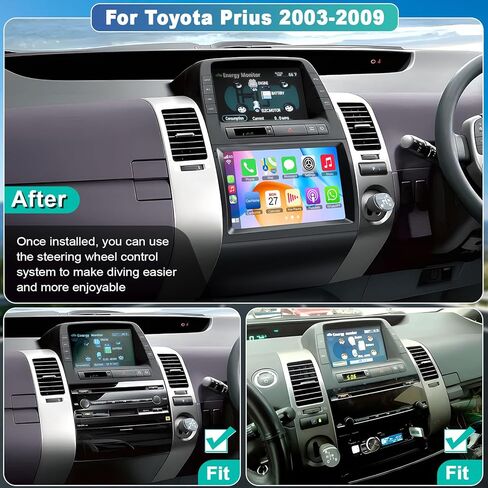 Android 13 Car Radio for Toyota Prius 2003-2009 with Wireless Carplay Android Auto,9 Inch IPS Touch Screen Car Stereo with GPS Nav/Bluetooth/FM AM/Backup Camera/WiFi/SWC/HiFi/Mirrorlink 4G+64G in Kuwait