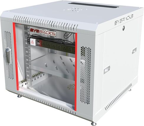 Sysracks 9U Grey Wall Rack Mount Server 19 "خزانة شبكة عميقة، رف الخادم مع مروحة، لوحات جانبية قابلة للإزالة، قفل الباب الزجاجي 24" خزانة الكمبيوتر الضميمة شبكة الرف حالة 9.600 in Kuwait