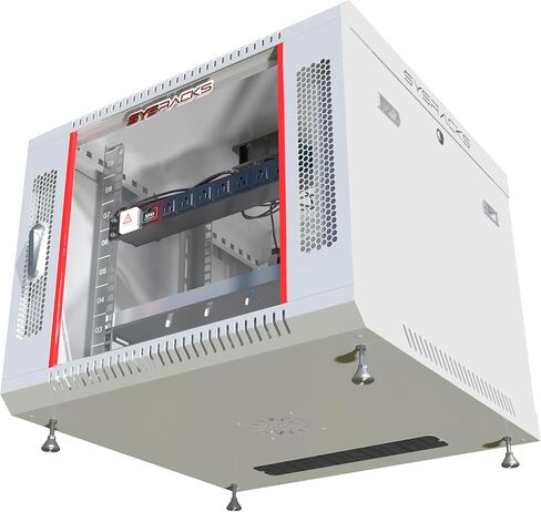 Sysracks 9U Grey Wall Rack Mount Server 19 "خزانة شبكة عميقة، رف الخادم مع مروحة، لوحات جانبية قابلة للإزالة، قفل الباب الزجاجي 24" خزانة الكمبيوتر الضميمة شبكة الرف حالة 9.600 in Kuwait