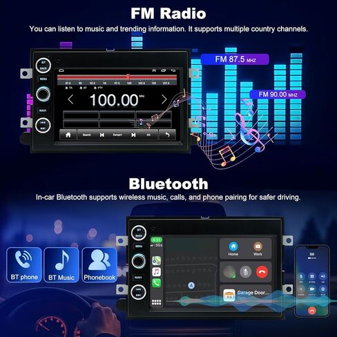 5GWiFi ترقية راديو السيارة لـ Explorer 2006-2010، Expedition 2007-2014، Fusion 2006-2009، Ford F150 2004-2008، F250 F350 2006-2016، شاشة لمس 7 بوصة ستيريو لاسلكي Carplay Android Auto GPS FM Camera in Kuwait