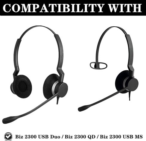 Earpads for Jabra Biz 2300 USB Duo/Biz 2300 QD/Biz 2300 USB MS Headset Replacement Ear Cushions Spong Foam Covers Accessories-Black (Not fit Biz 2400/1500) in Kuwait