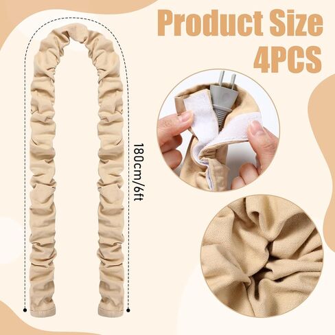 Hahafelt 4 Pcs 6 ft Fabric Cord Cover Decorative Cord Cover Burlap Cable Chain Sleeve for Chandelier Lamps Lighting Wires Cable Management in Kuwait