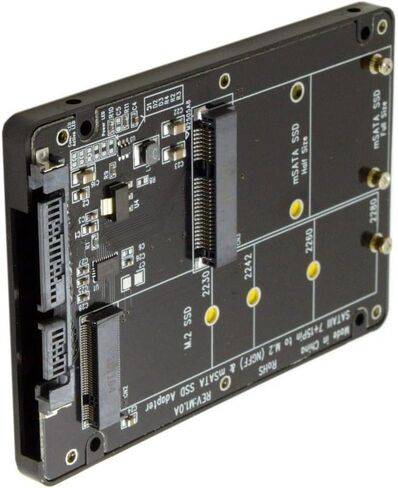 2-in-1 Combo M.2 B+M-Key & mSATA 68Pin SSD to 2.5 inch SATA 3.0 22Pin Adapter Converter Case Enclosure with Switch & Black Cover in Kuwait