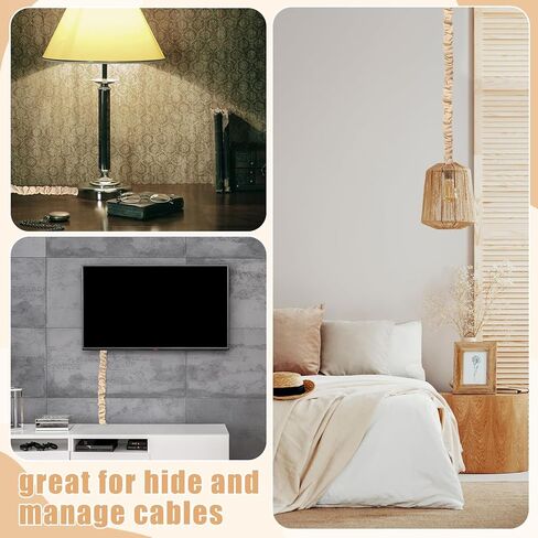 Hahafelt 4 Pcs 6 ft Fabric Cord Cover Decorative Cord Cover Burlap Cable Chain Sleeve for Chandelier Lamps Lighting Wires Cable Management in Kuwait