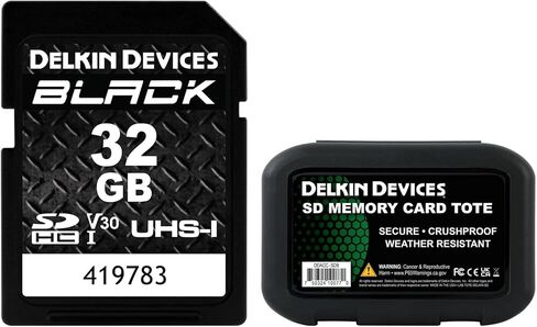 Delkin Devices 32GB Black SDXC UHS-I V30 Memory Card + 8-Slot SD Card Holder Case – 90MB/s Write, Rugged & Weather-Resistant Bundle in Kuwait