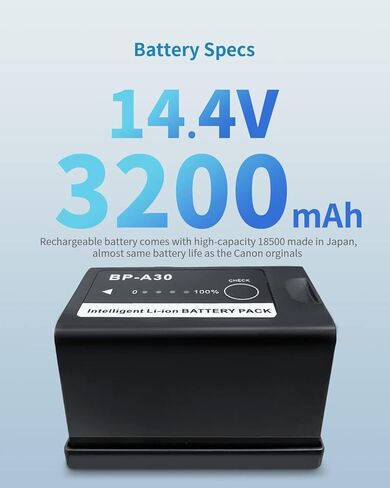 Replacement Battery for Canon BP-A30 Compatible with EOS C200,EOS C70,C200B,C220B,EOS C300 Mark II,C300 MK III,C500 Mark II,X605 XF705 4K UHD(A30) in Kuwait