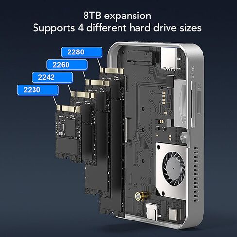 حاوية M.2 NVMe SSD، حافظة محرك أقراص صلبة خارجي USB 3.2 Gen عالية السرعة بسرعة 10 جيجابت في الثانية، تدعم توسيع 8 تيرابايت مع UASP، لـ M. NVMe 2280 2260 2242 2230 SSD in Kuwait