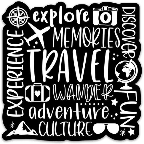 Word Travel Sticker Adventure Travel Lovers Sticker Wanderlust Journey Vacation Traveling Waterproof Vinyl Stickers For Scrapbook Water Bottle Laptop Journal Luggage Decals Gifts For Adults Kids Teens in Kuwait